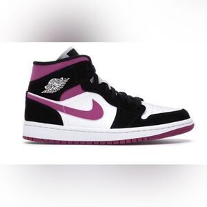 Air Jordan mid 1 sneakers Women's Black, White, and Purple